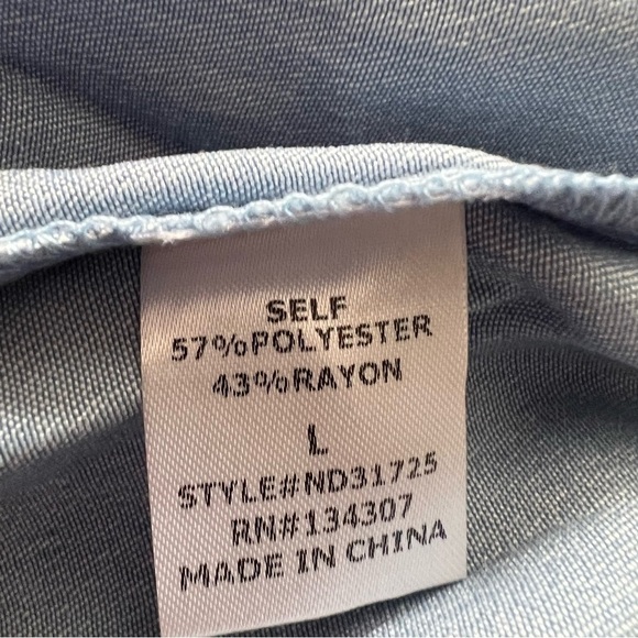 New- Lumiere Tiered, Strappy, Relaxed Fit, Chambray, Pockets, Blue Maxi Dress LG - Picture 13 of 14